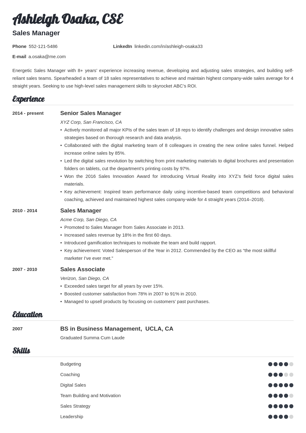 Manager Resume Examples & Templates for Management Positions