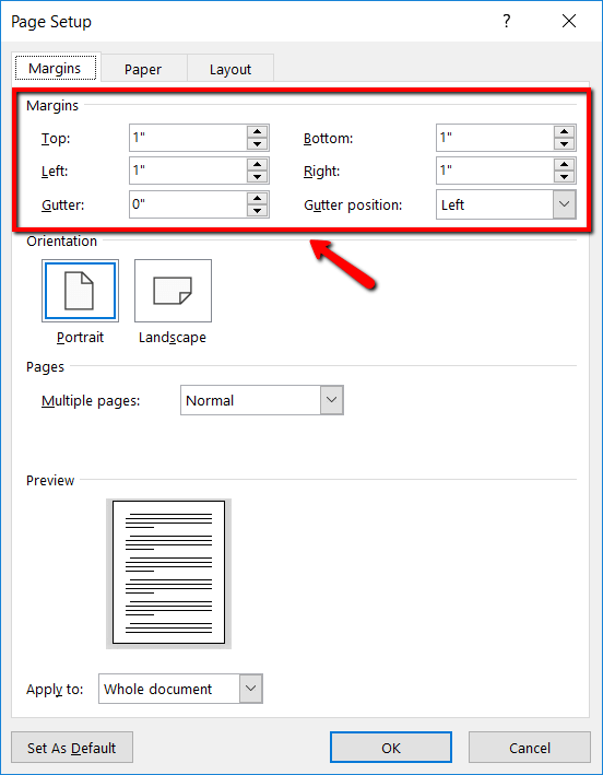 how to adjust margins in pages