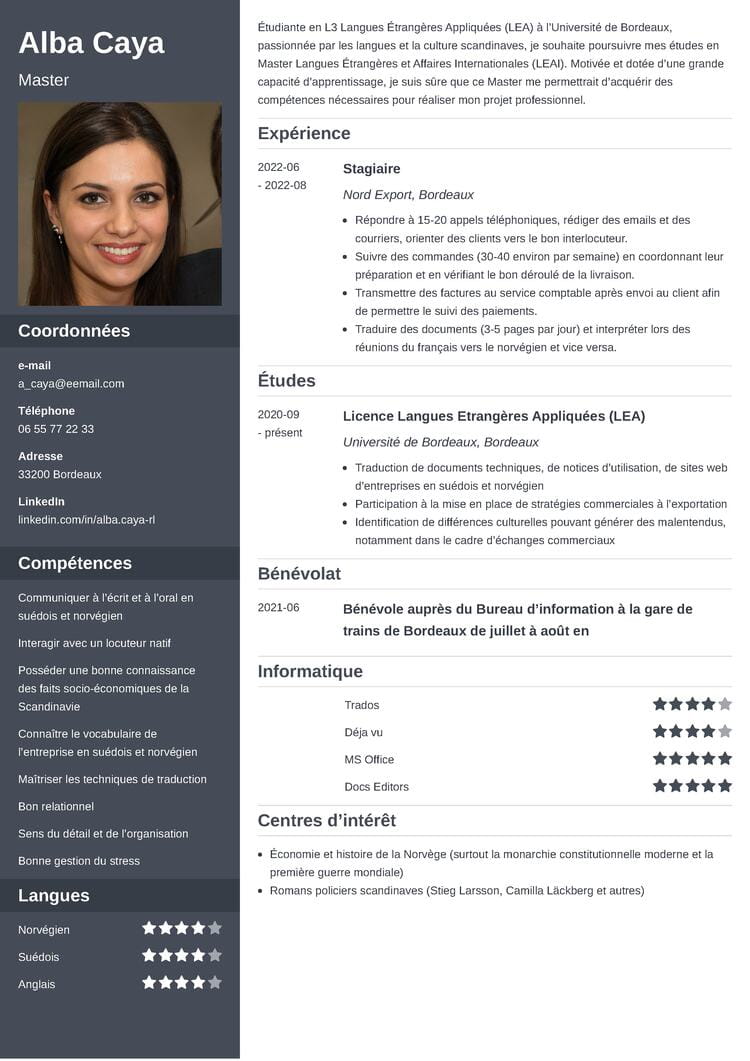 CV Master exemple De Candidature Pour Le Droit Et Autres 