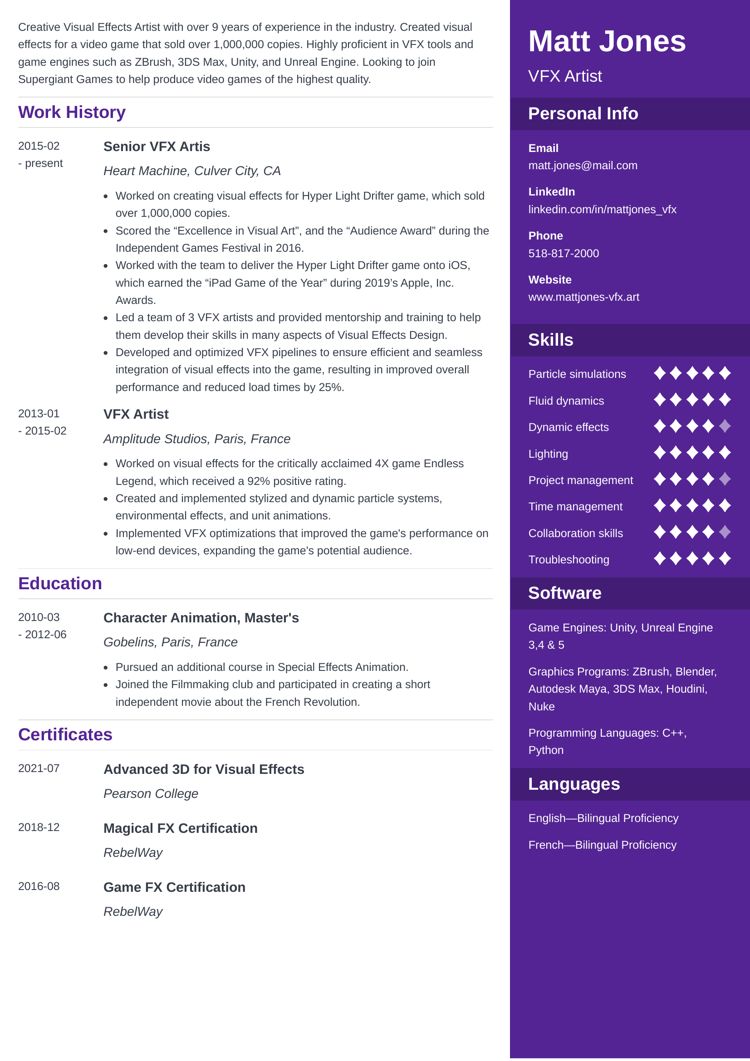 Enfold Resume Creative Template Example