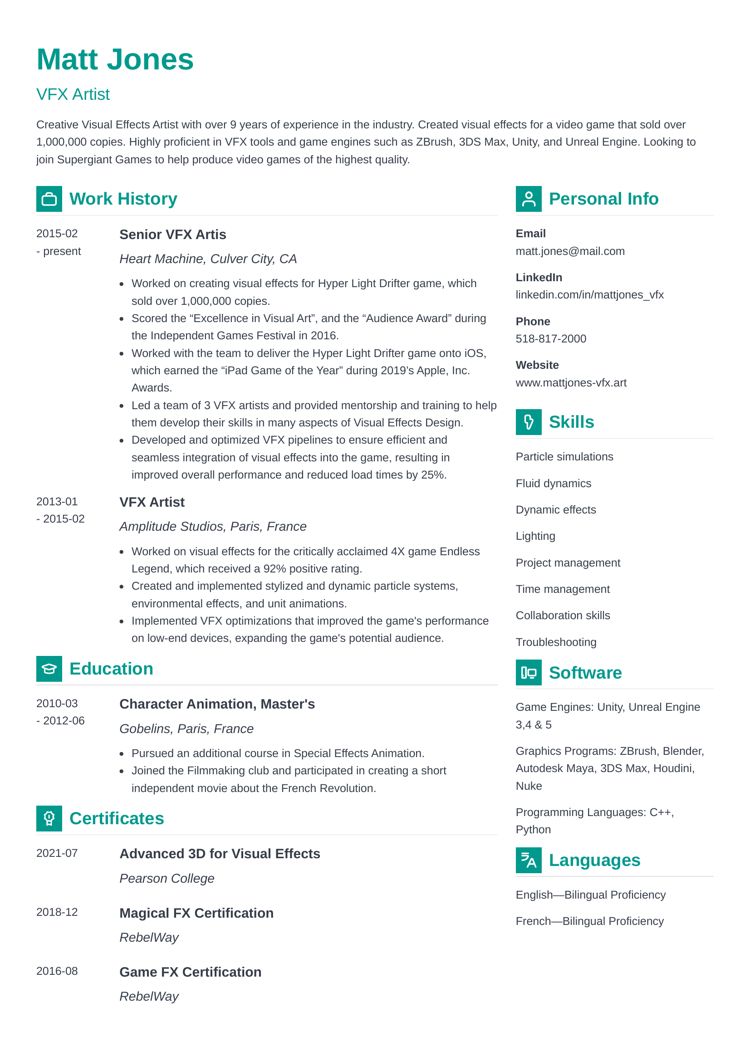 Vibes Resume Creative Template Example