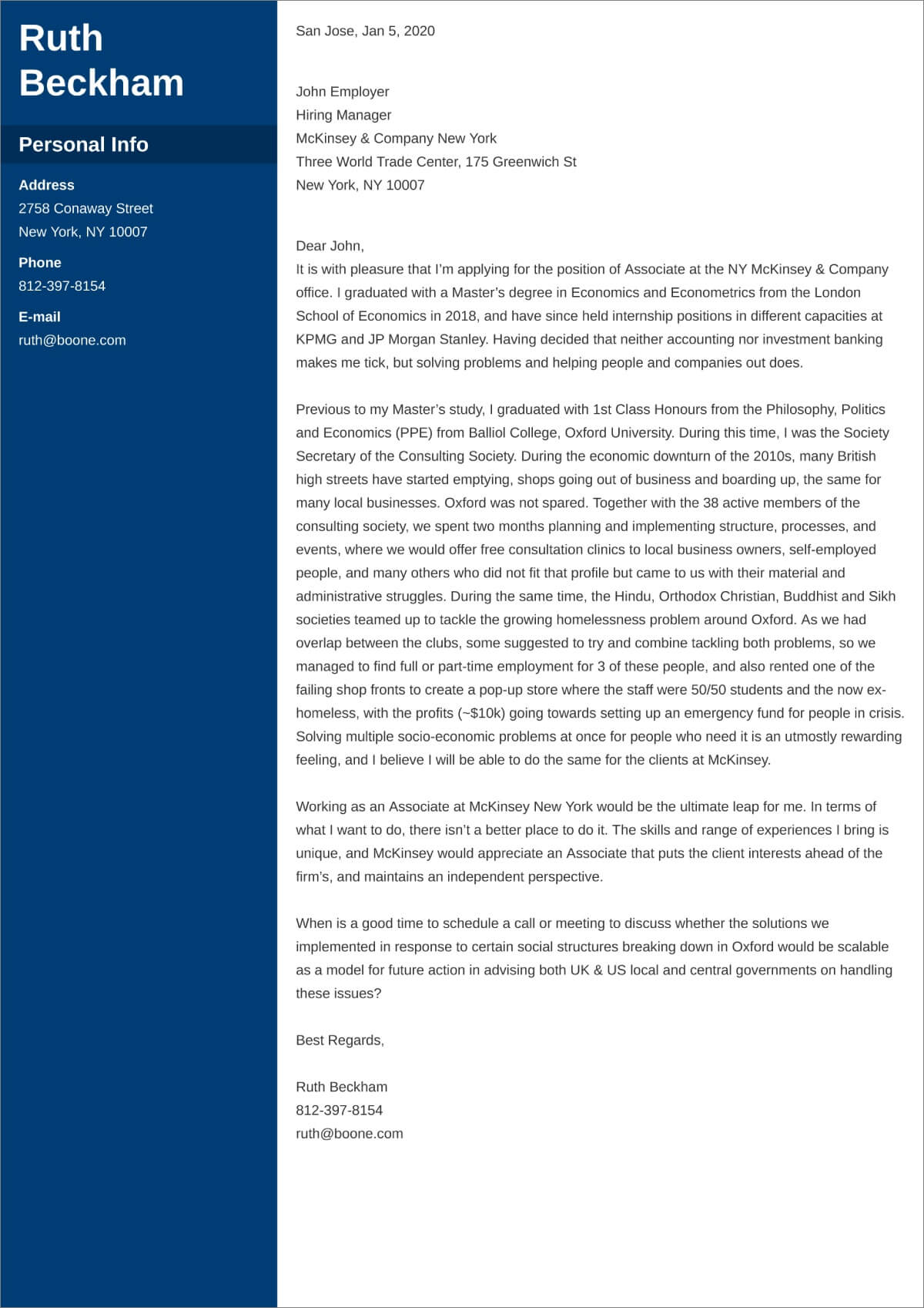 mckinsey cover letter examples