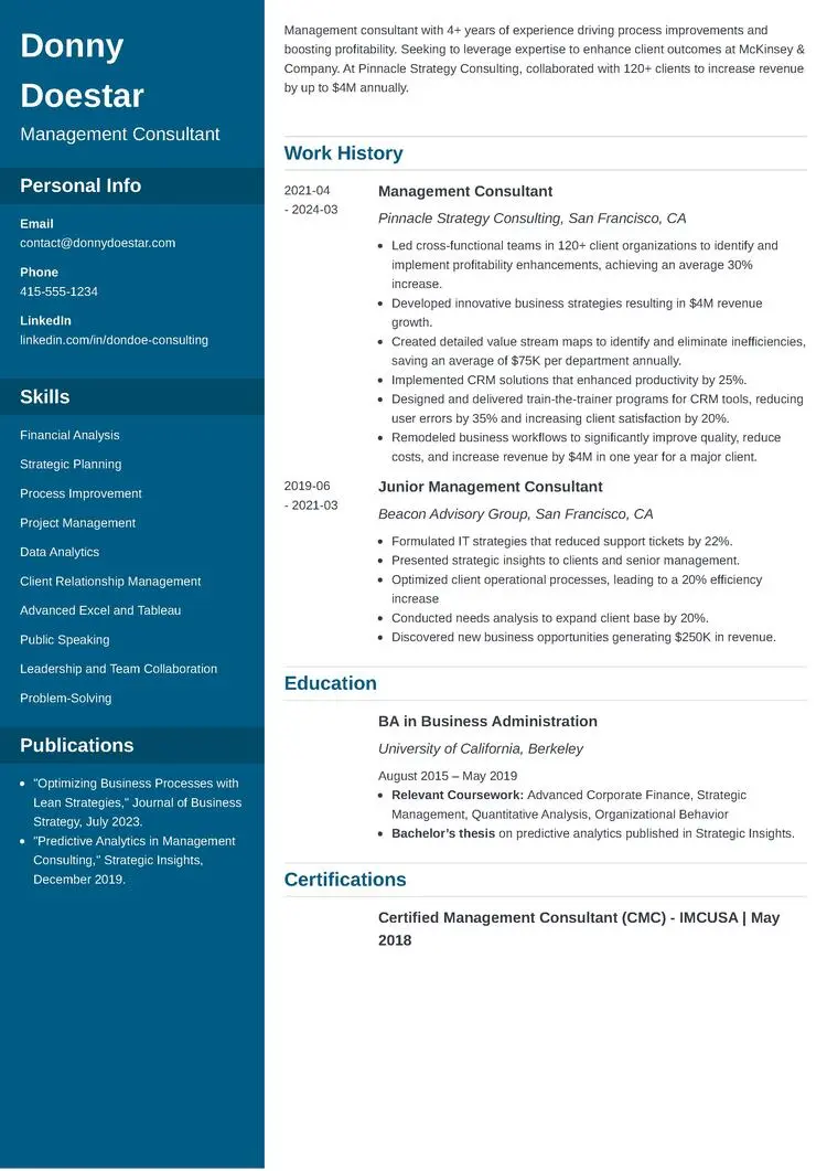 McKinsey Resume Example