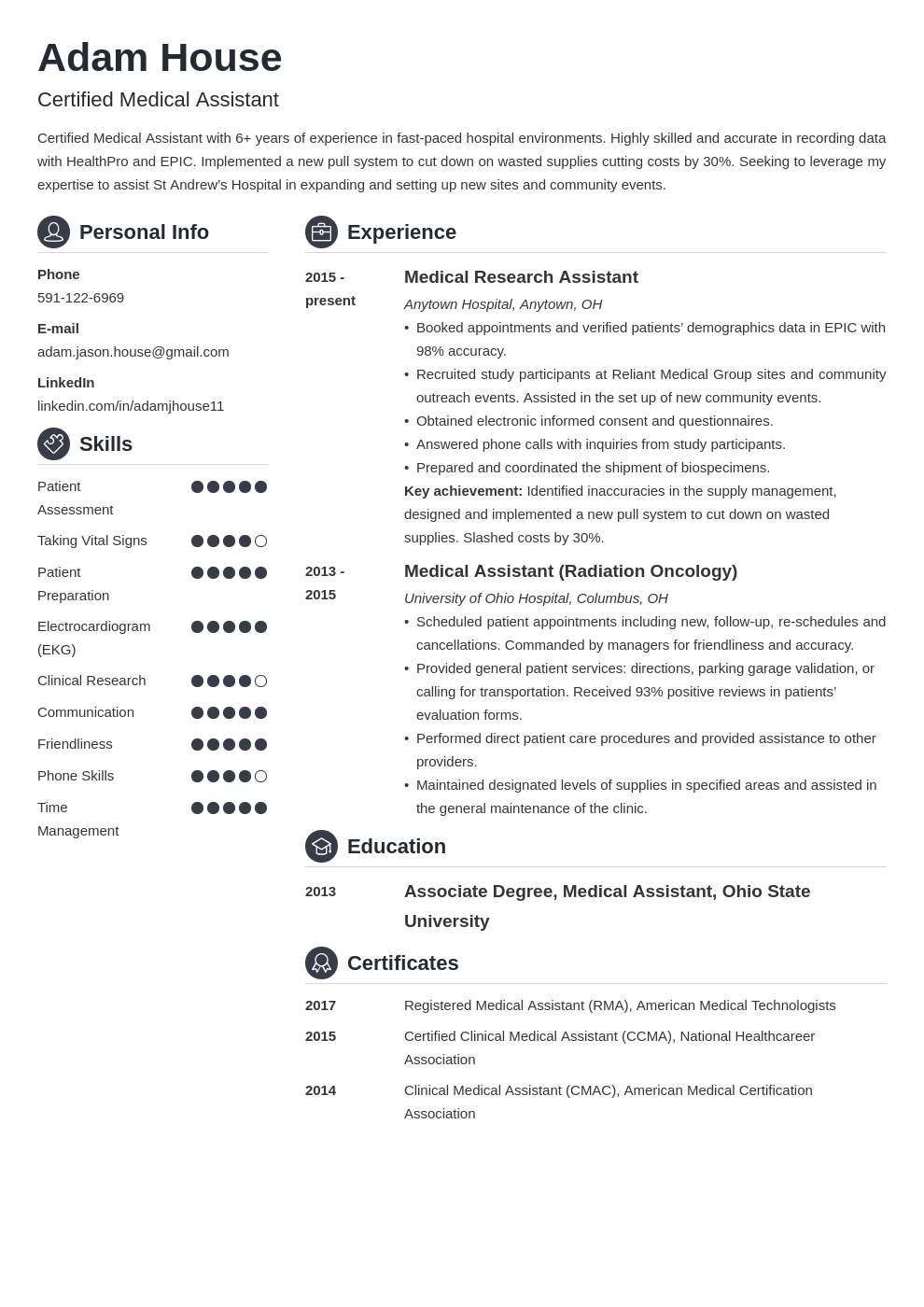 Medical Assistant Resume Templates   Medical Assistant Template Crisp 