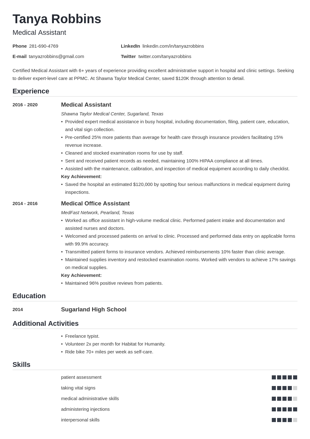 medical template nanica