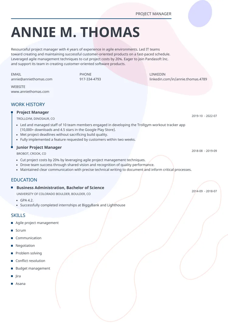 Modern Resume Template Impetus