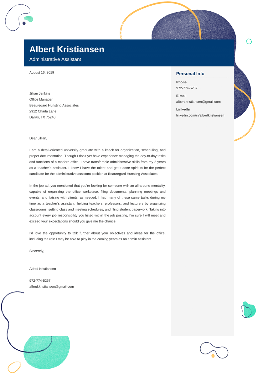 Administration Assistant Cover Letter from cdn-images.resumelab.com