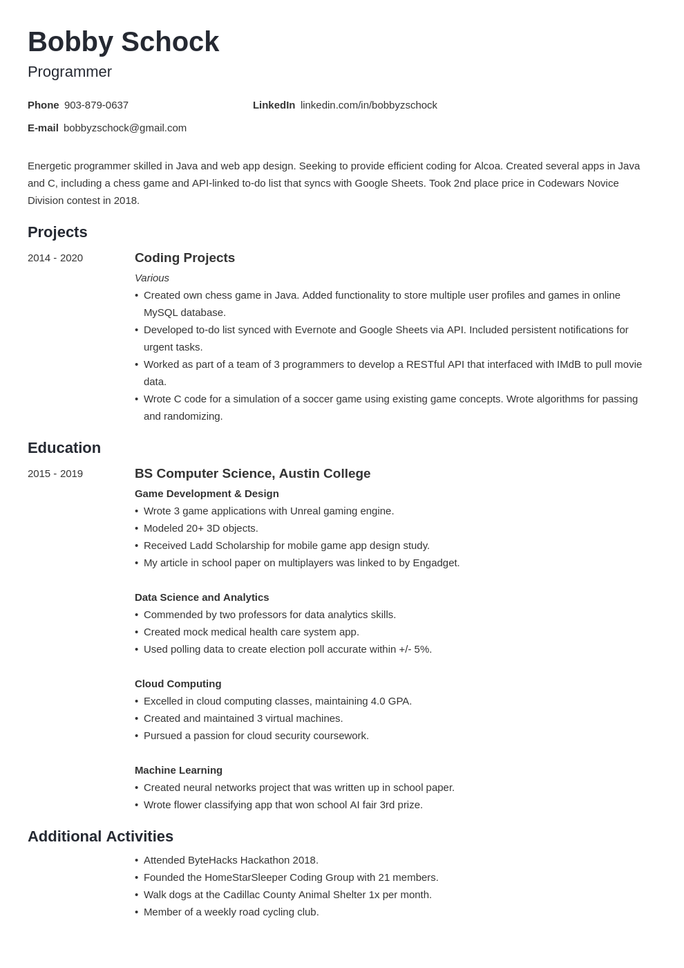 example resume no experience