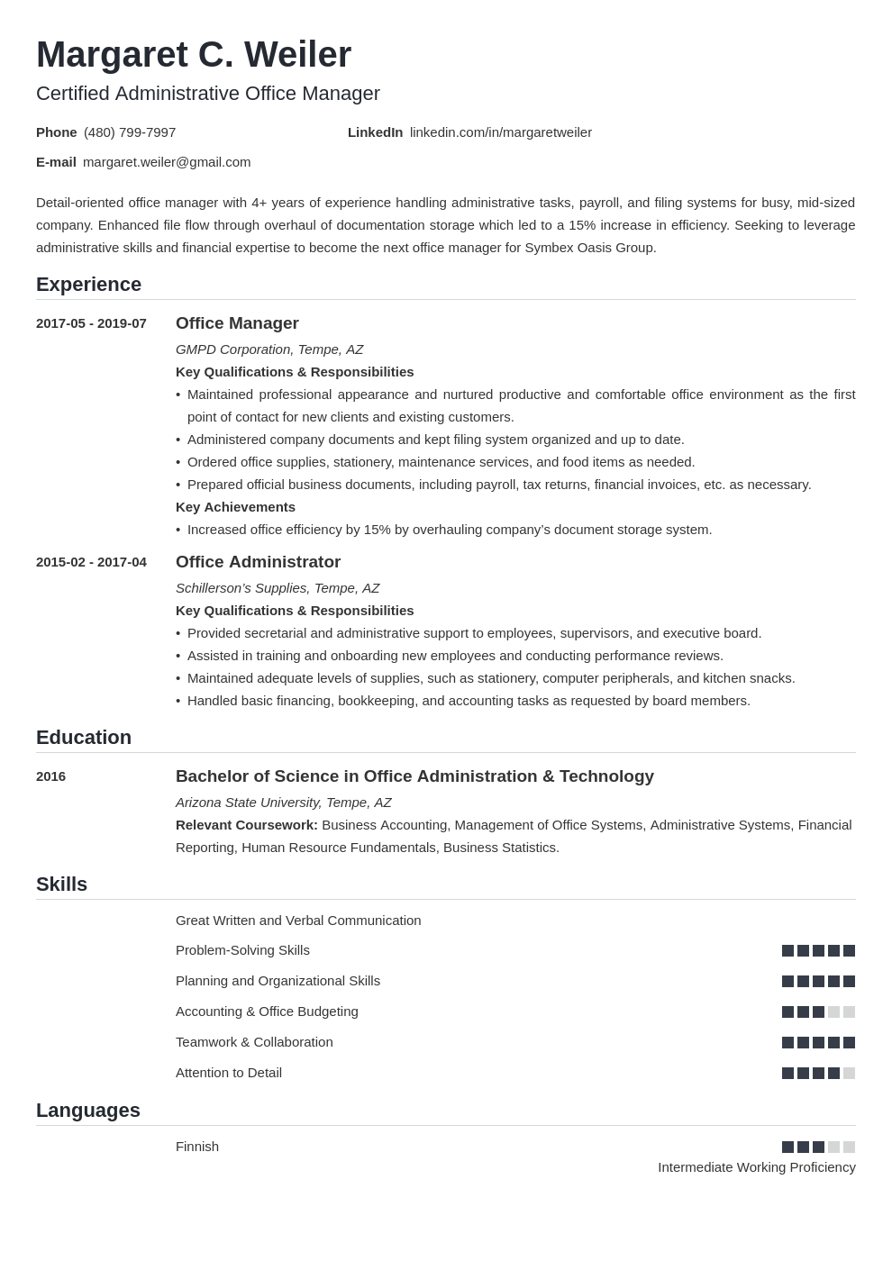resume examples office manager Changes: 5 Actionable Tips