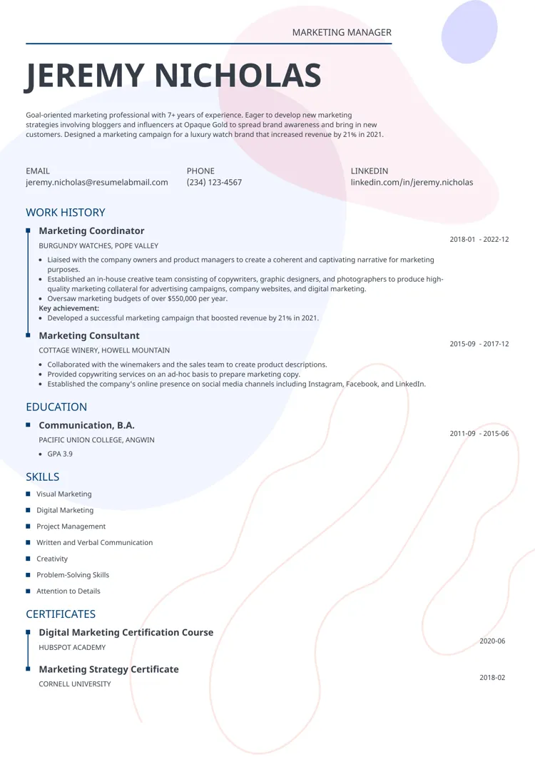 one page resume template Impetus