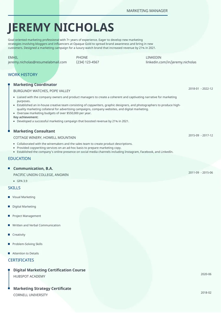 one page resume template Lumina