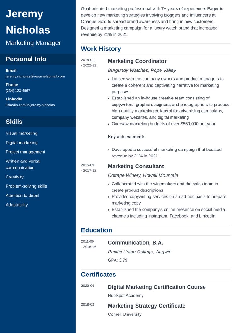 one page resume template Cascade