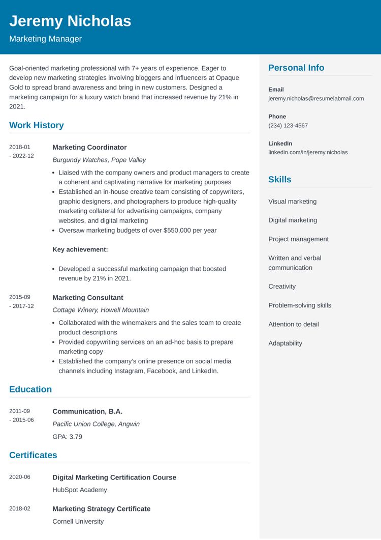 one page resume template Cubic