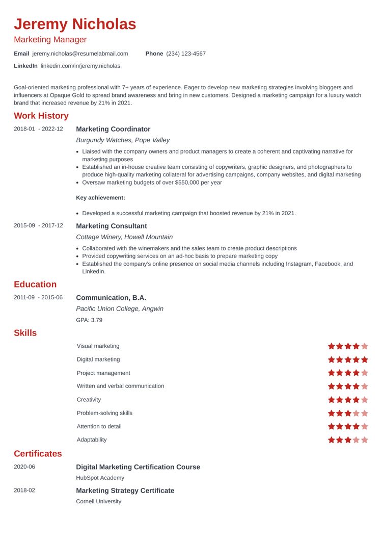 one page resume template Minimo