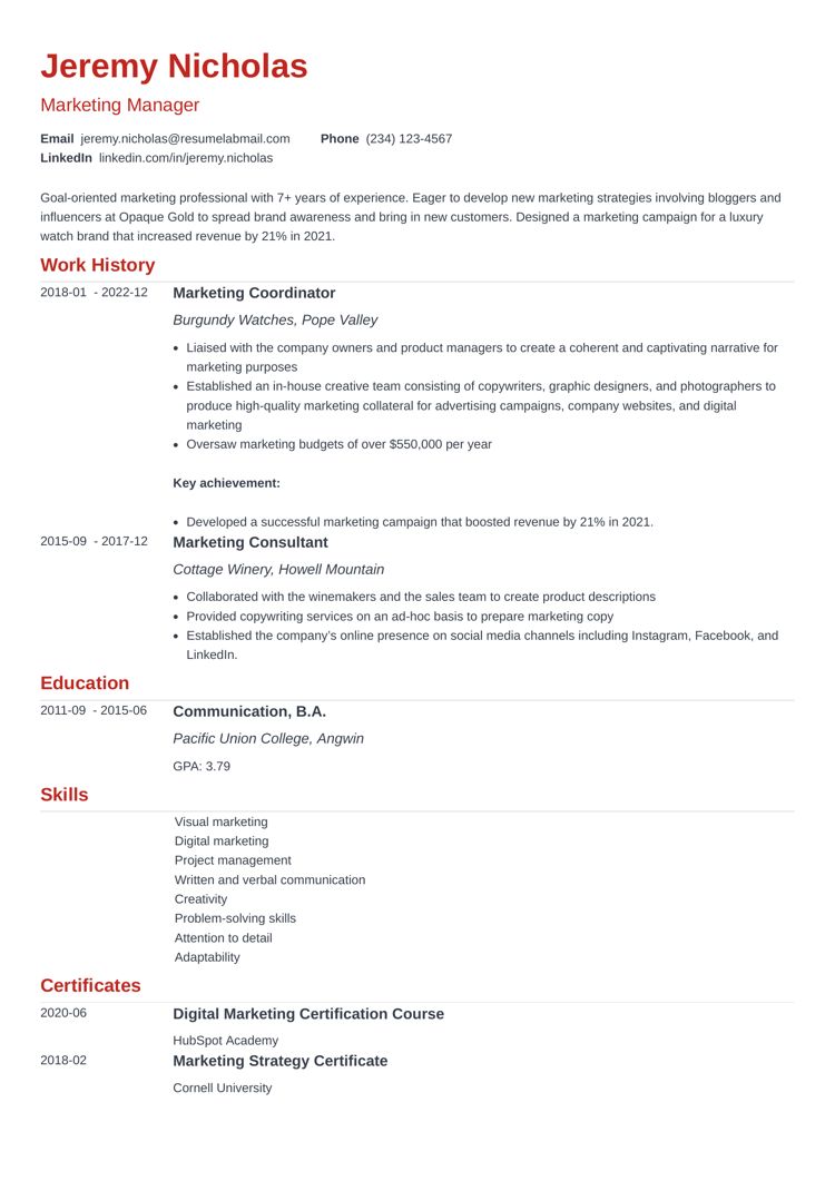 one page resume template Nanica
