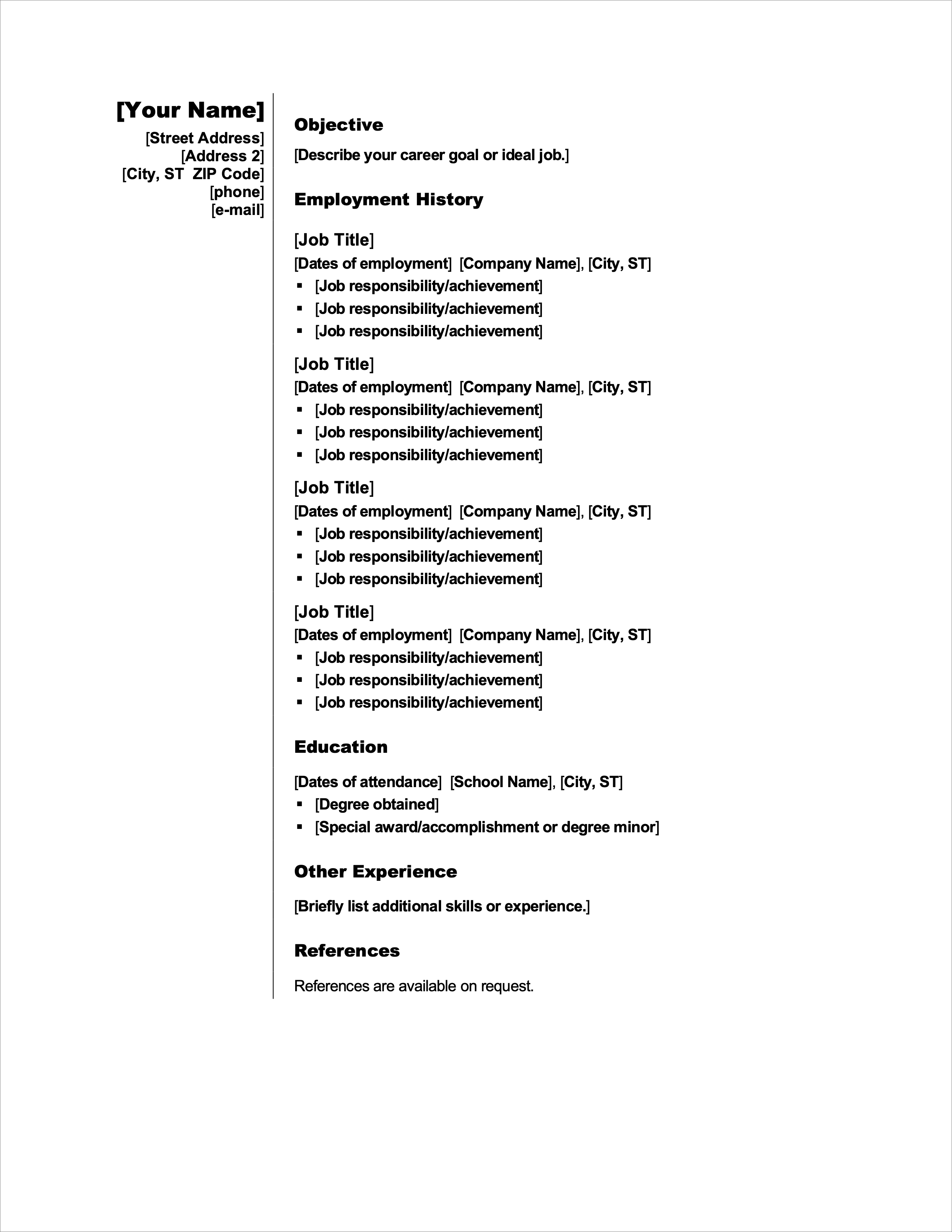 microsoft office resume templates libreoffice