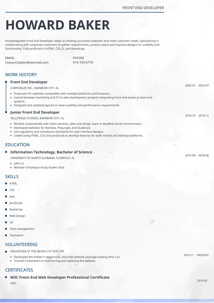 OpenOffice Resume Template Spectra