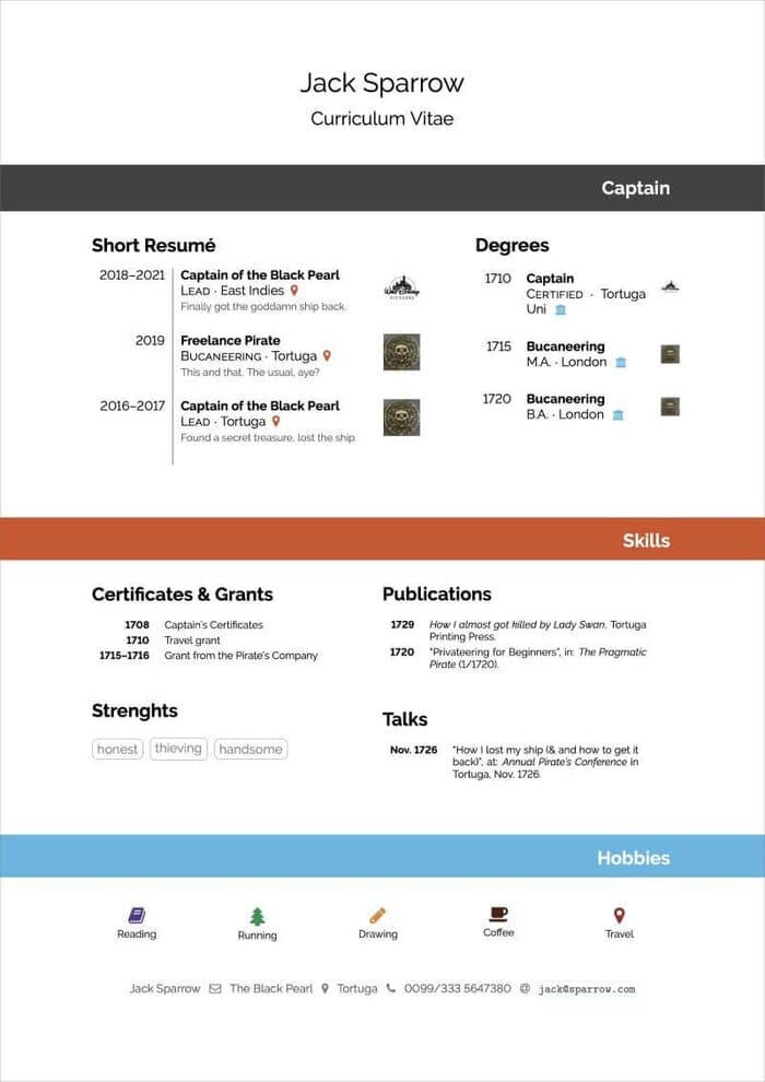 Modello di CV con infografiche minimali con Overleaf