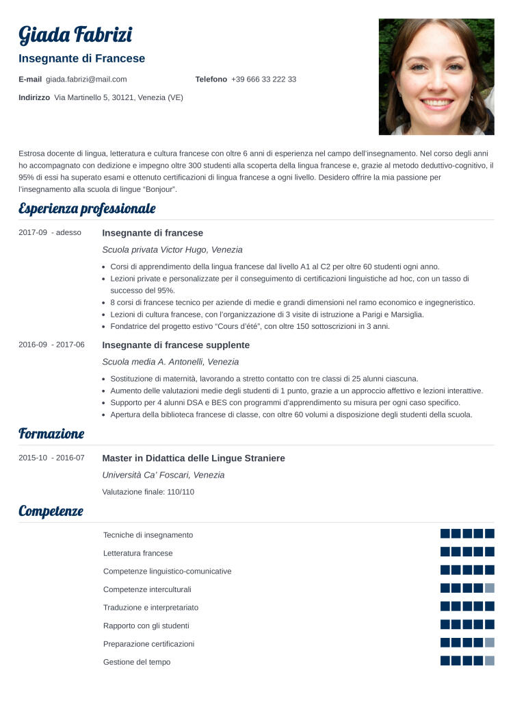 CV personalizzato Valera