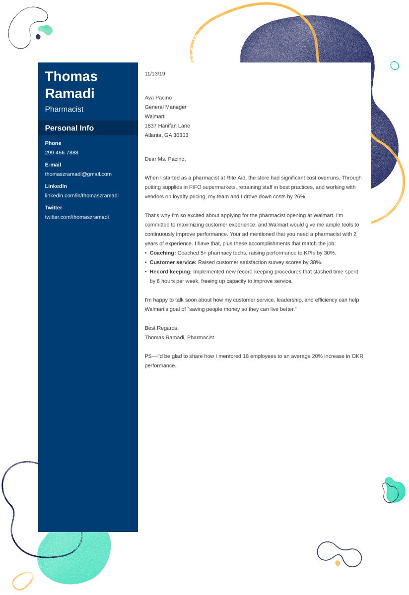 cover letter pharmacist