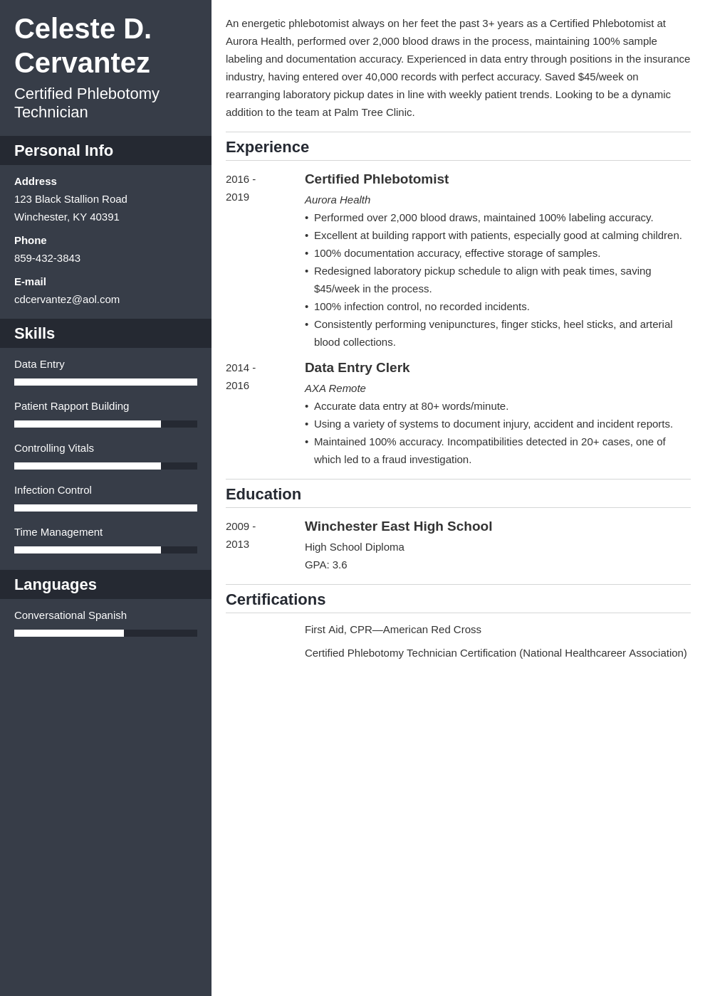 Phlebotomist Resume Sample Phlebotomy Skills For Resumes