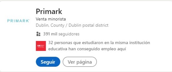 Ver página de Primark en LinkedIn - Primark currículum