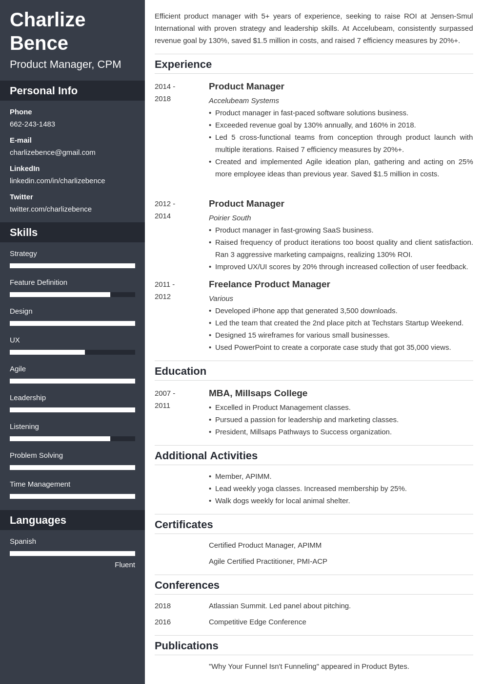 product manager template cascade uk