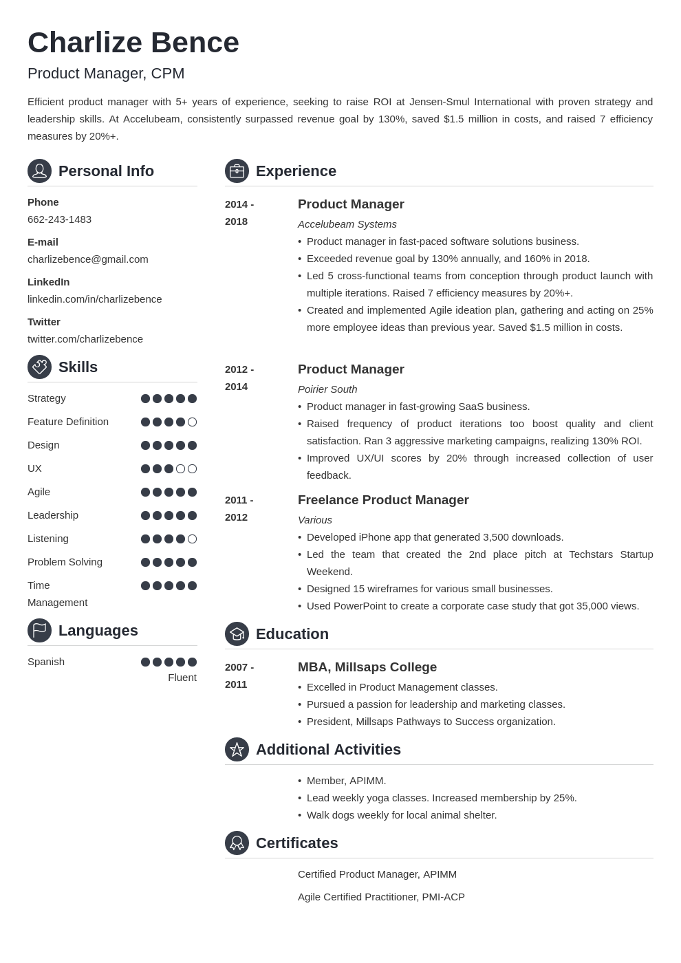 product manager template crisp