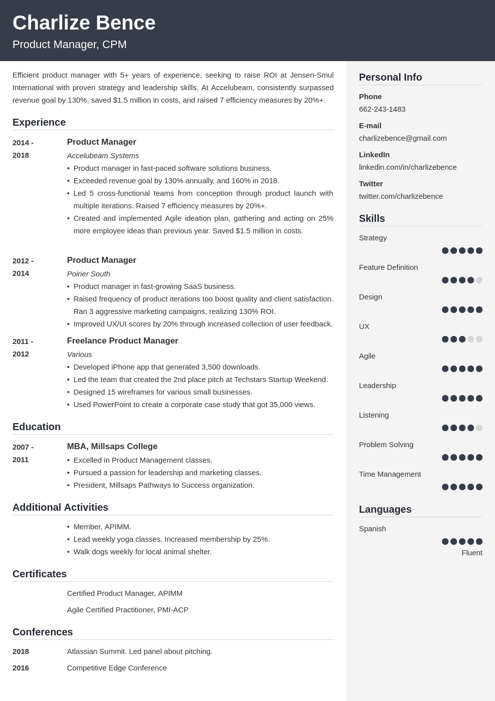 product manager template cubic uk