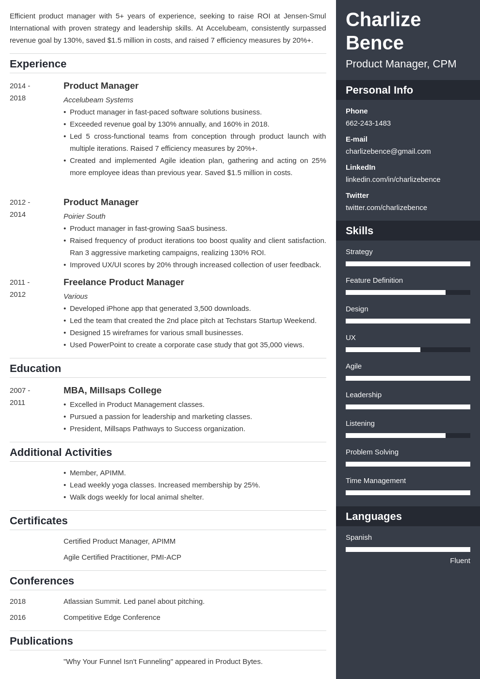 product manager template enfold