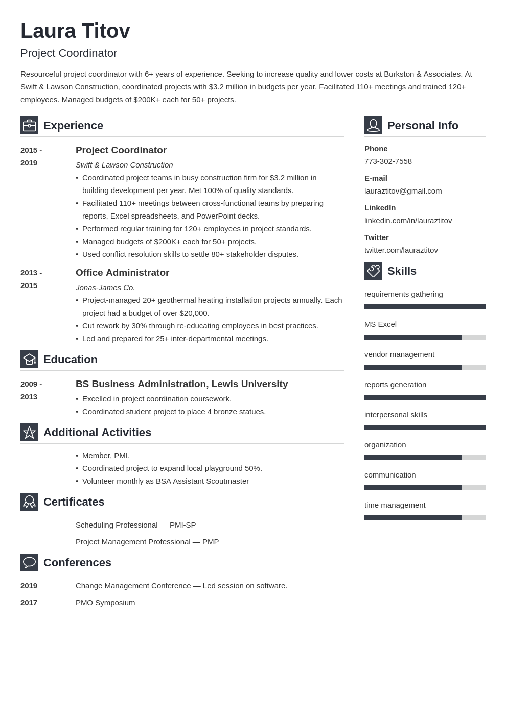 Featured image of post Project Coordinator Resume Template A project coordinator supports a project manager or project facilitator to ensure projects and assignments are delivered on time and on budget