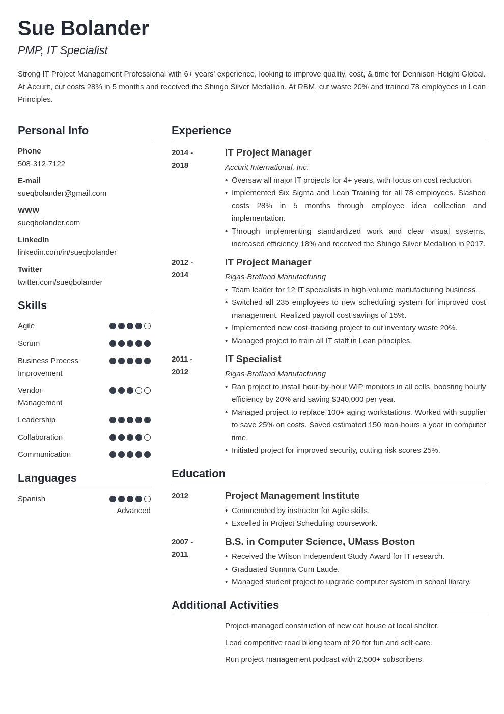 project manager template simple uk