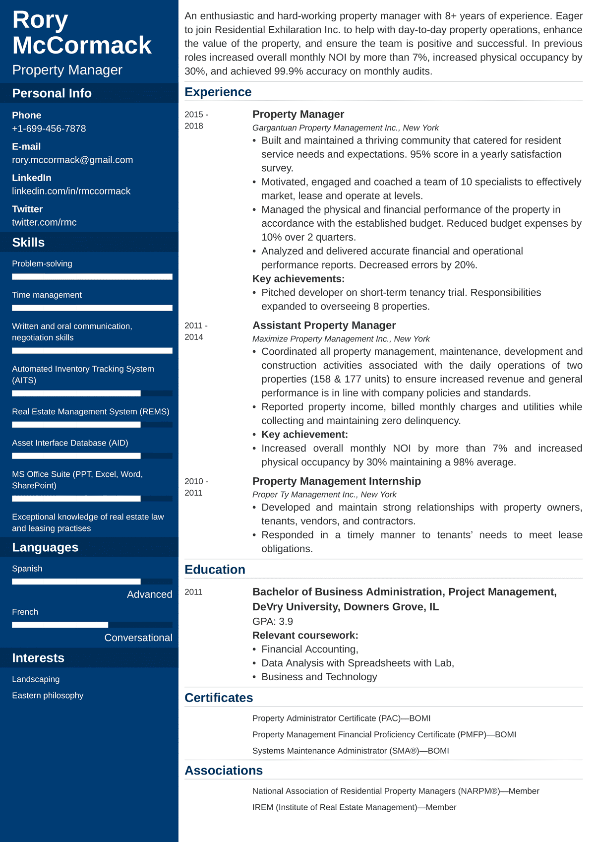 Property Manager CV Sample: 25+ Examples and Writing Tips