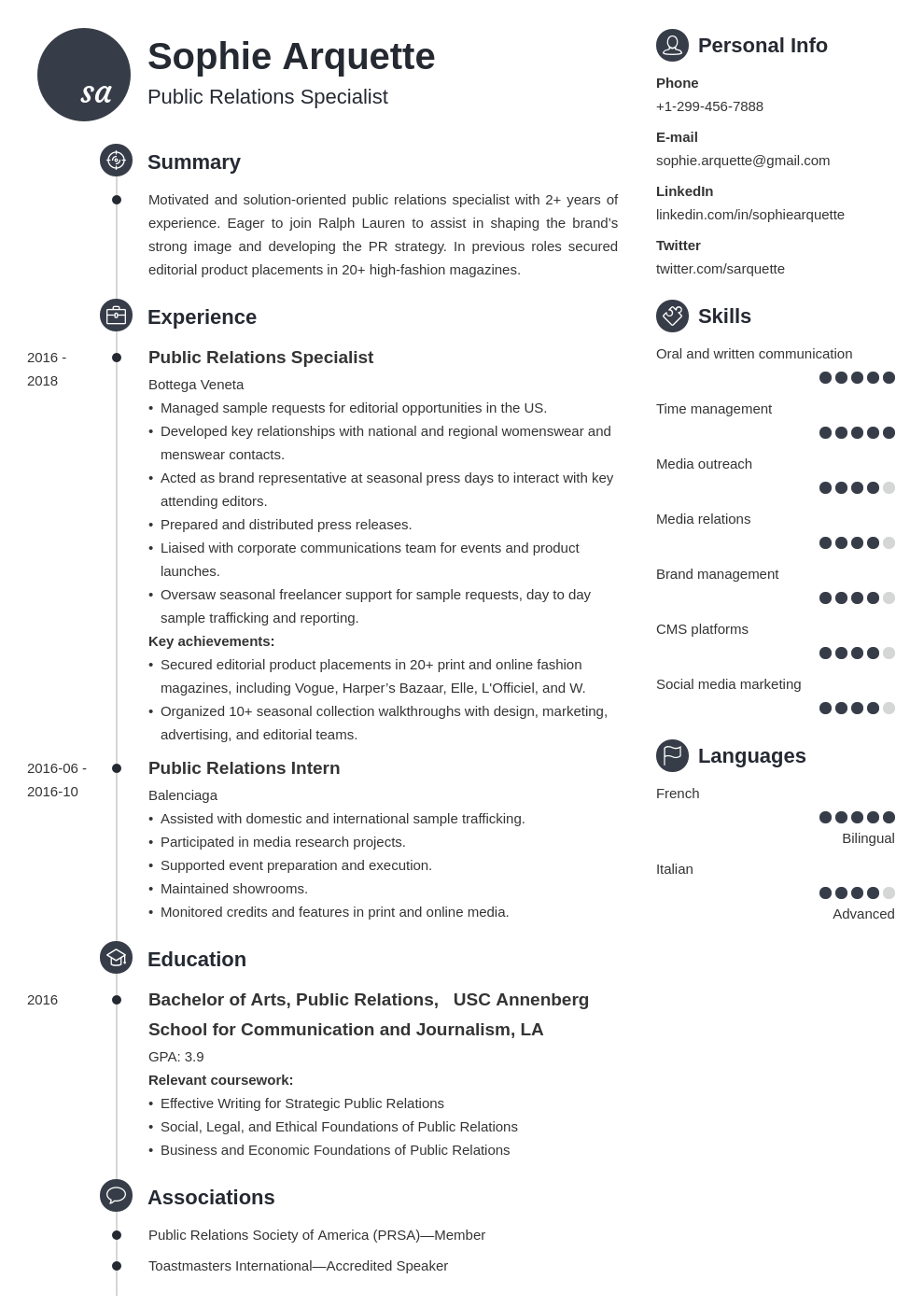 Public Relations Resume Free Template 25 Examples