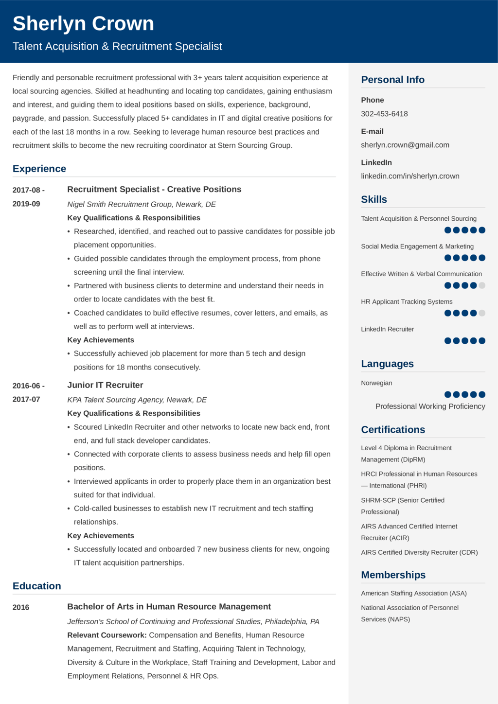 Recruiter Resume Examples for 2024 (+Skill List)