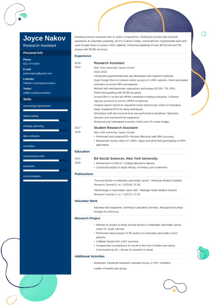 Research Assistant Resume Examples And 25 Writing Tips