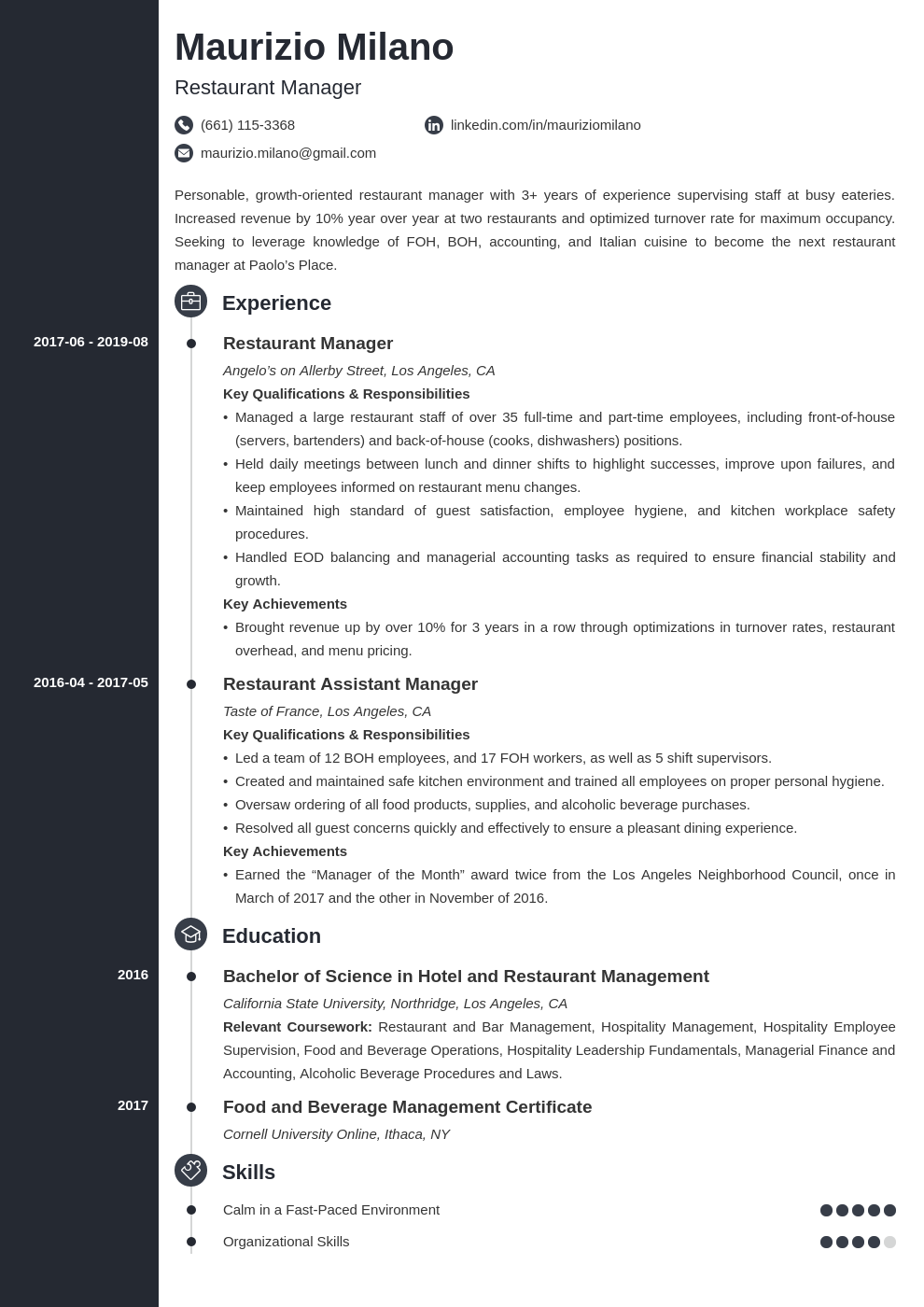 restaurant manager resume—examples and 25 writing tips