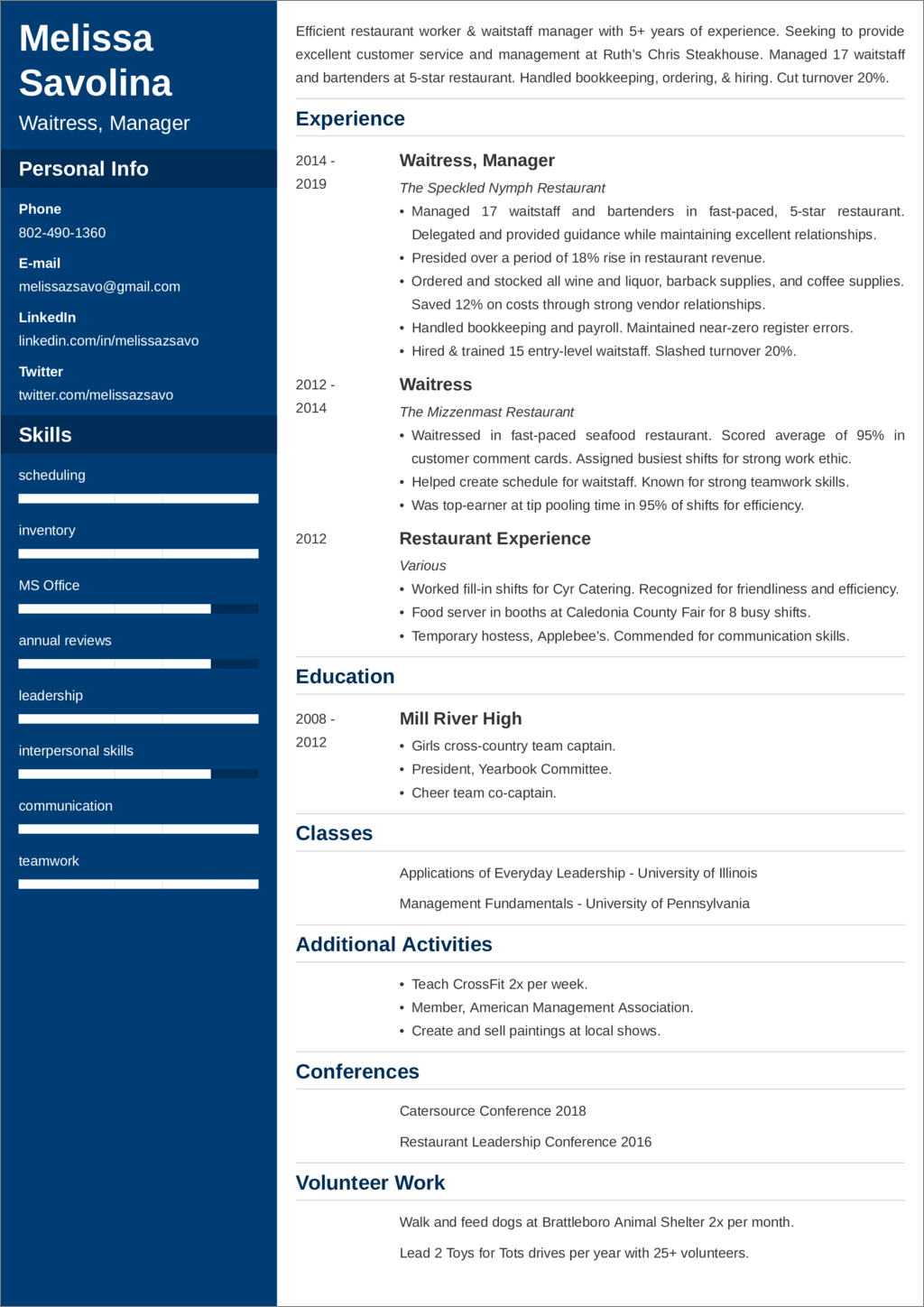 Restaurant Resume Examples Templates Skills to Use More