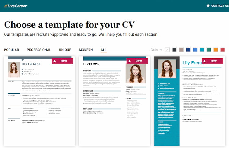 livecareer best resume builder app preview
