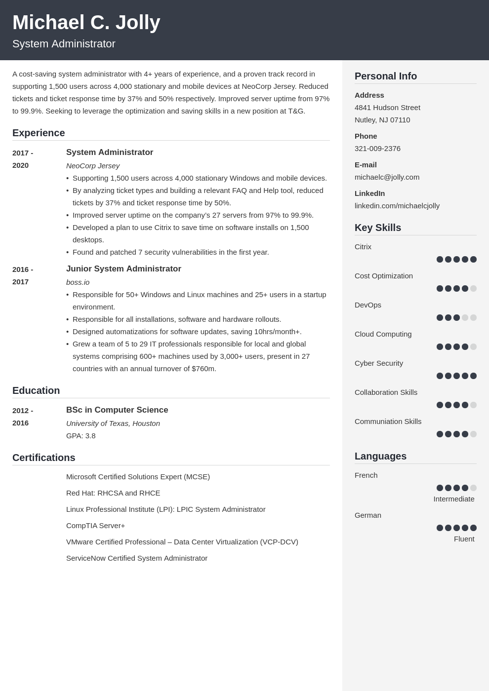 resume examples system administrator template cubic