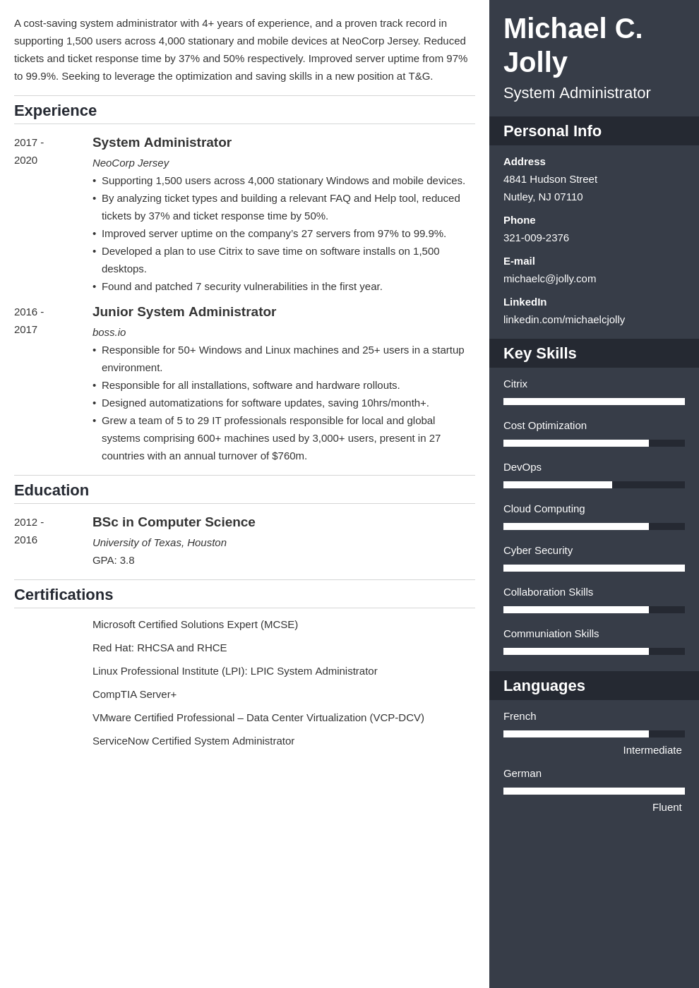 resume examples system administrator template enfold