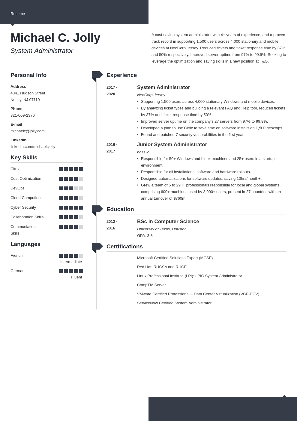 resume examples system administrator template modern