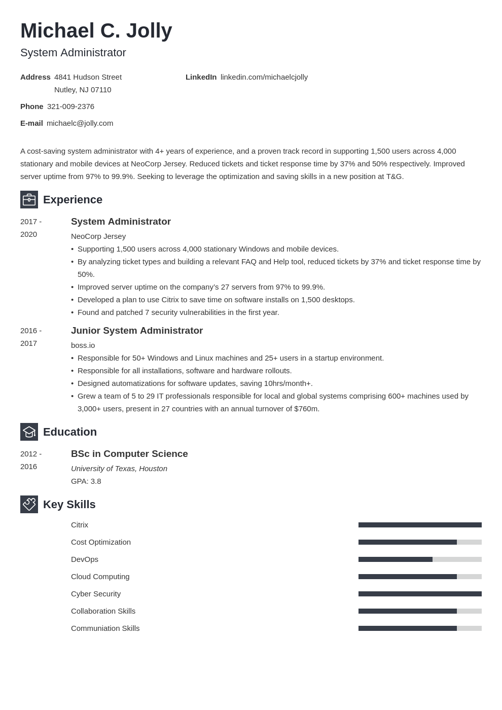 resume examples system administrator template newcast