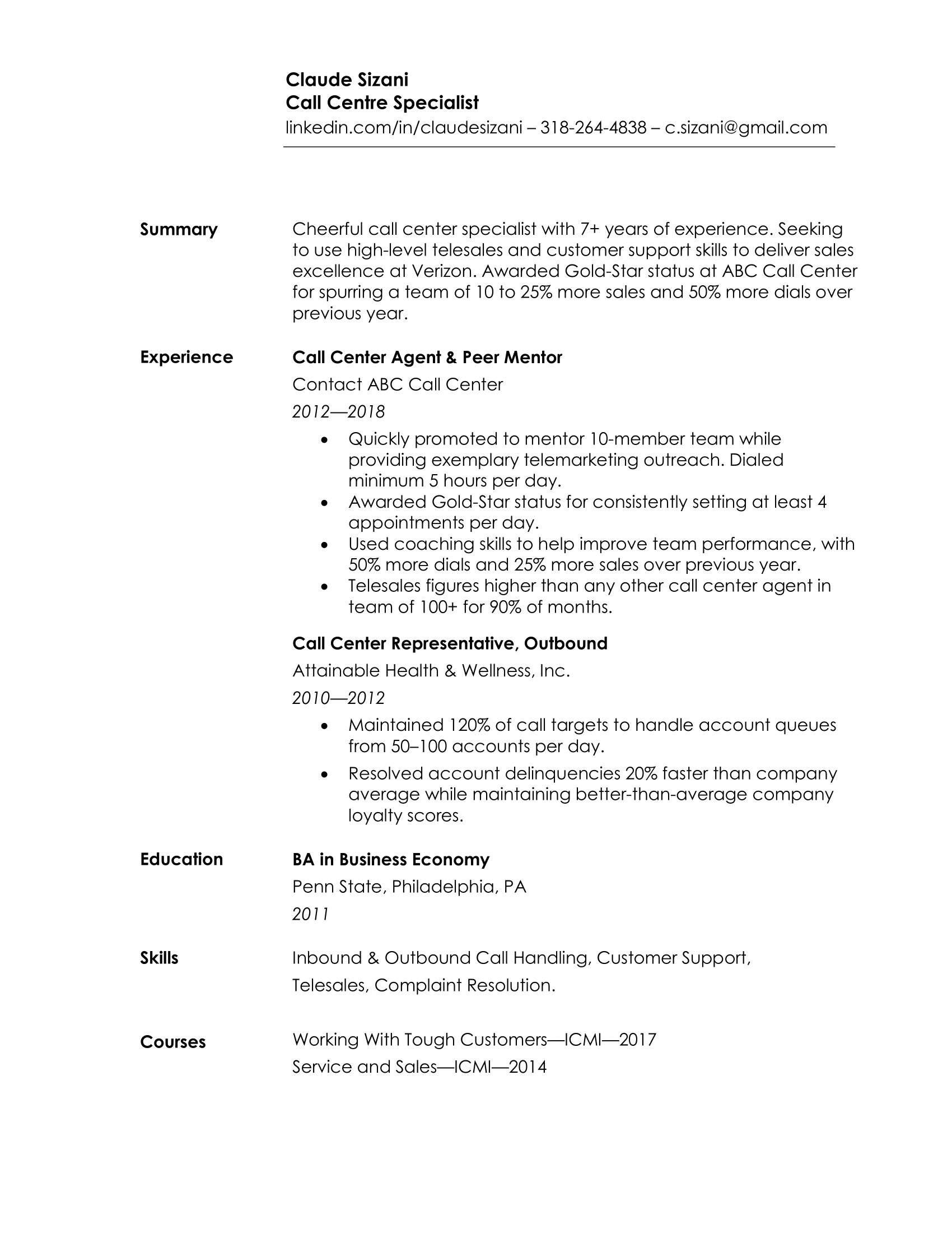 Additional coursework on resume your