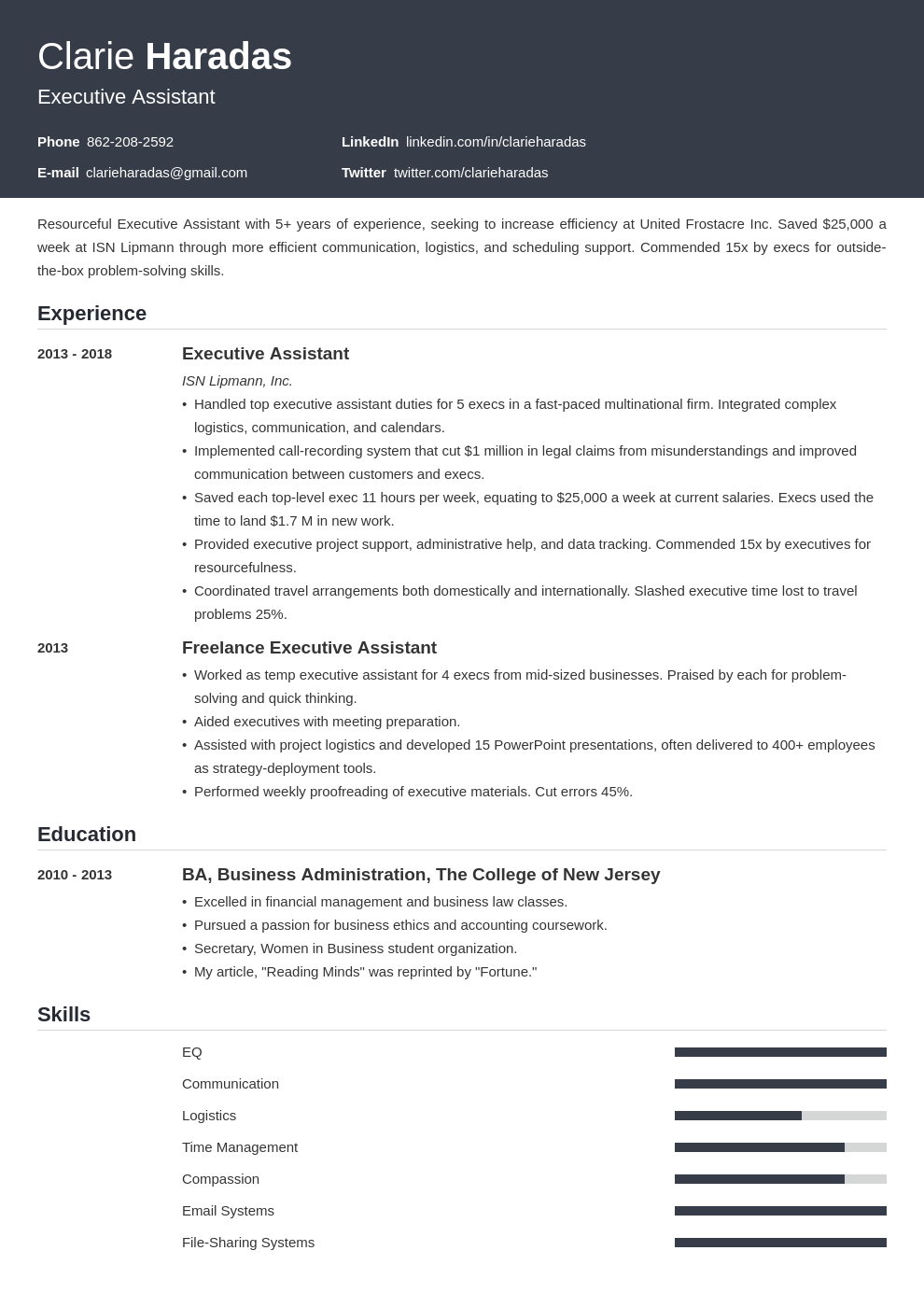 resume format template influx