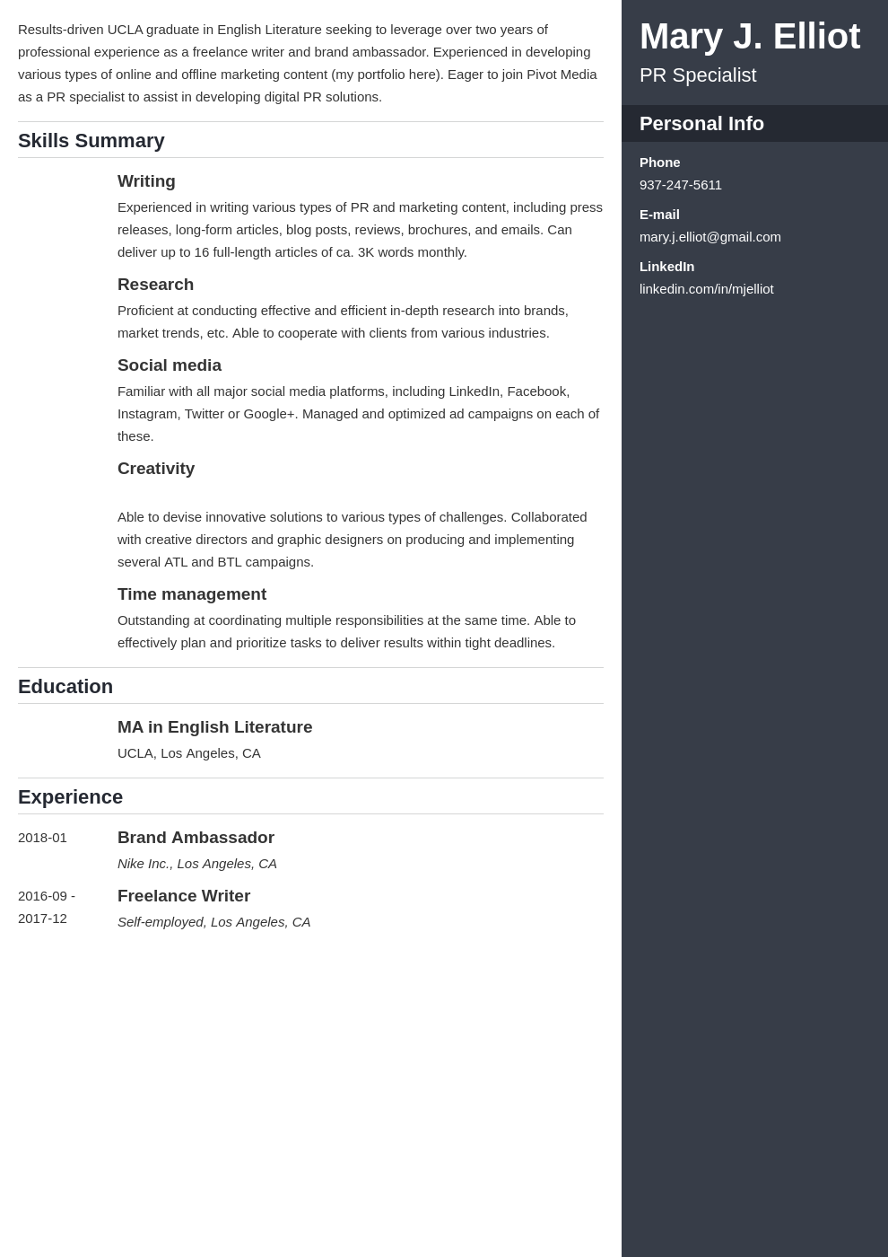 resume functional template enfold