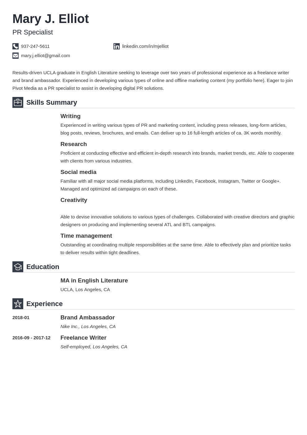 resume functional template iconic