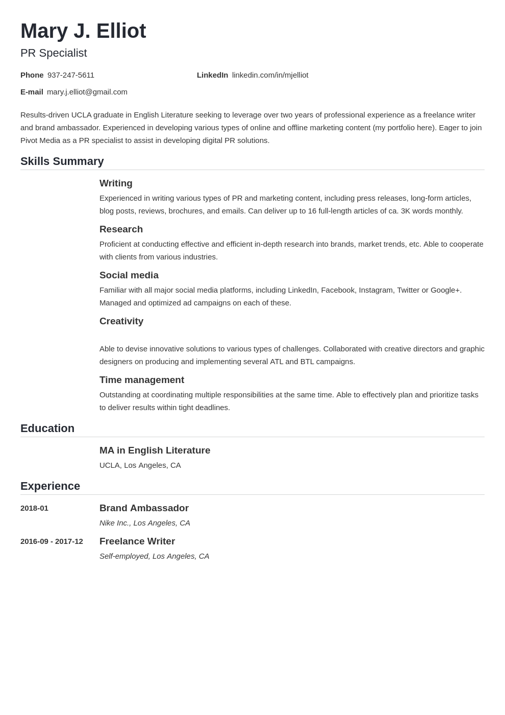 resume functional template nanica