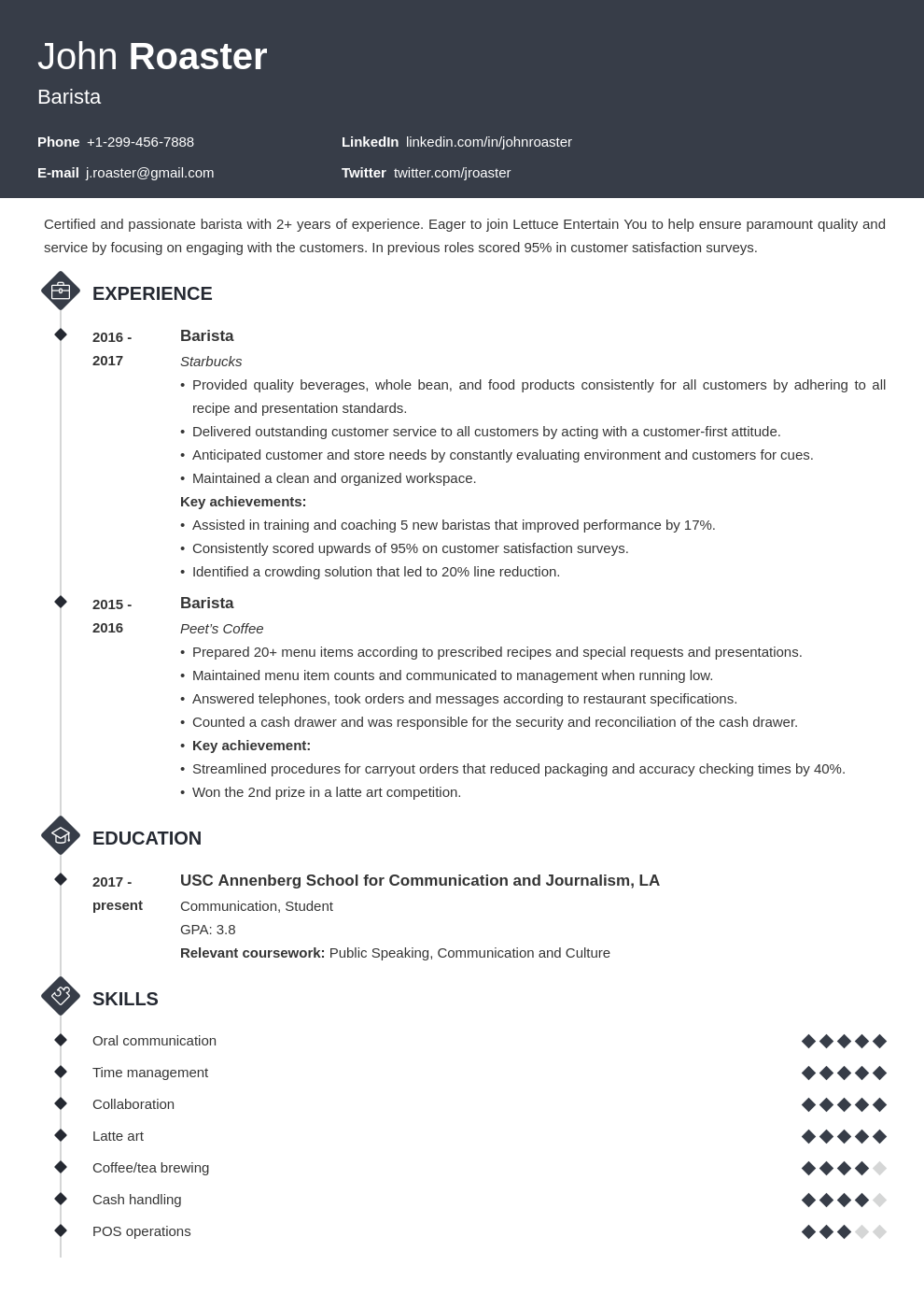 resume interests template diamond 1612450750