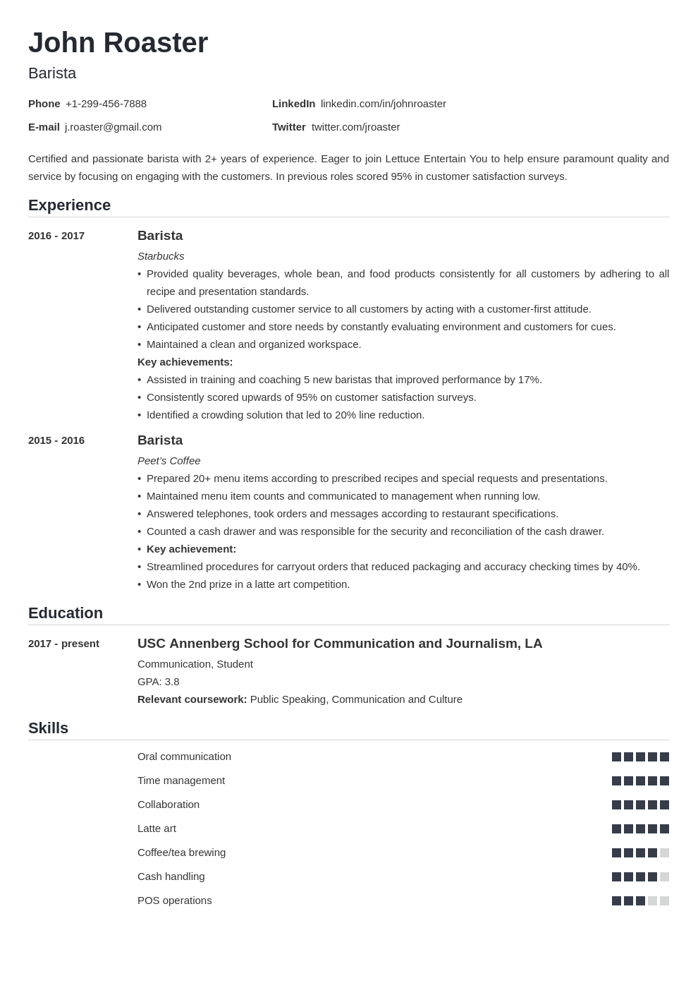 resume interests template nanica